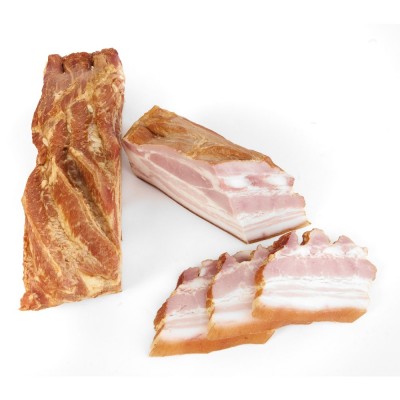 Bacon feliat anatomic fiert- afumat, fără piele - Sugestie de prezentare