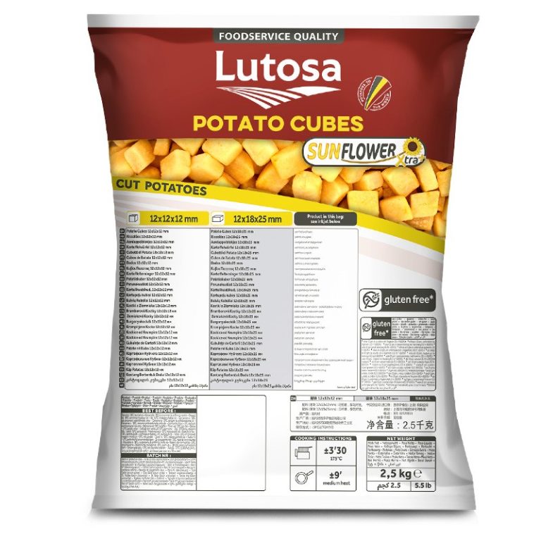 Cartofi cuburi, preprăjiți, natur 2,5 Kg