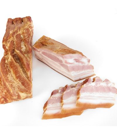 Bacon feliat anatomic fiert- afumat, fără piele - Sugestie de prezentare
