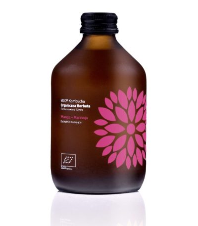 Kombucha cu mango și fructul pasiunii, 330 ml