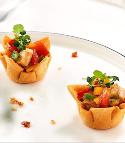 Sugestie de prezentare pentru coji tarte spicy mexican chili, 96 buc